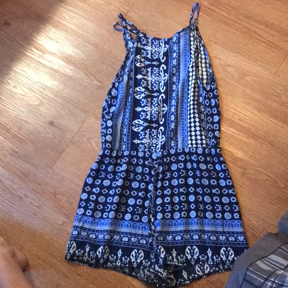 Blue halter top romper